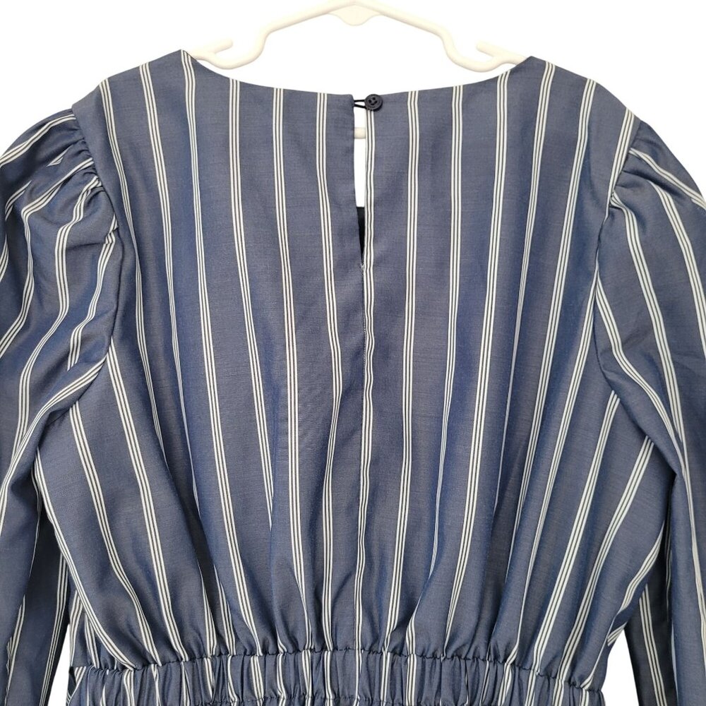Habitual Striped Ruffle Mock Wrap Dress Girls Size 12 Blue White NWOT - Picture 7 of 9